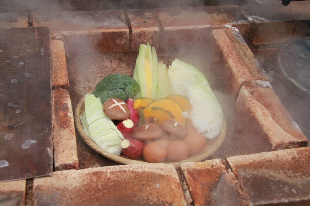Fresh vegetables cooked with natural hot spring steam (Jigoku Mushi) in Beppu, Oita - Tailor-Made Japan Experience with Japan Navi Journey